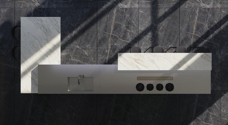 Kitchen Cabinet Suite — White Marble Island