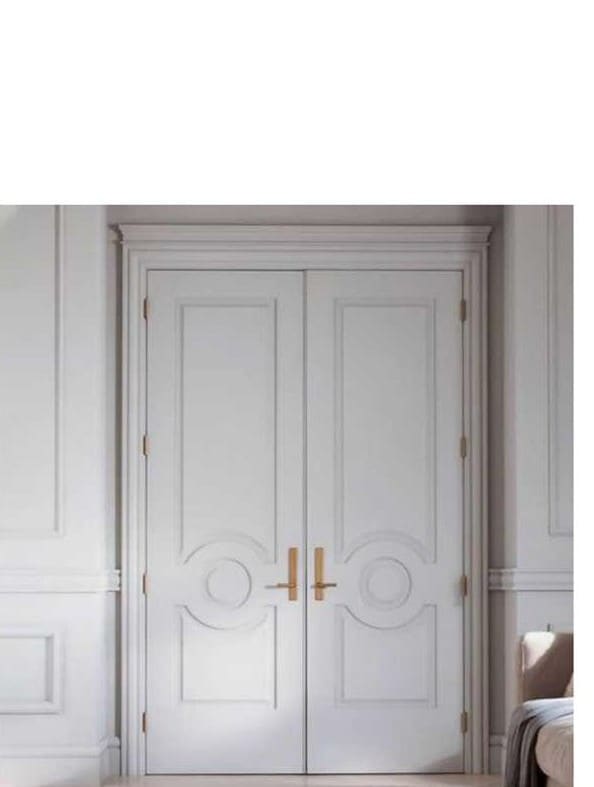 Interior Door — White Double Panel with Circular Handles