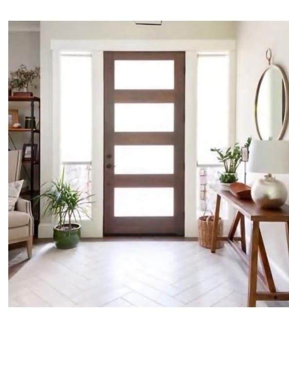 Interior Door — Dark Wood with Glass Insert