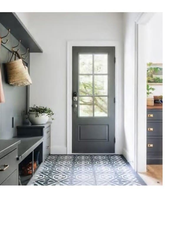 Interior Door — Grey with Herringbone Floor