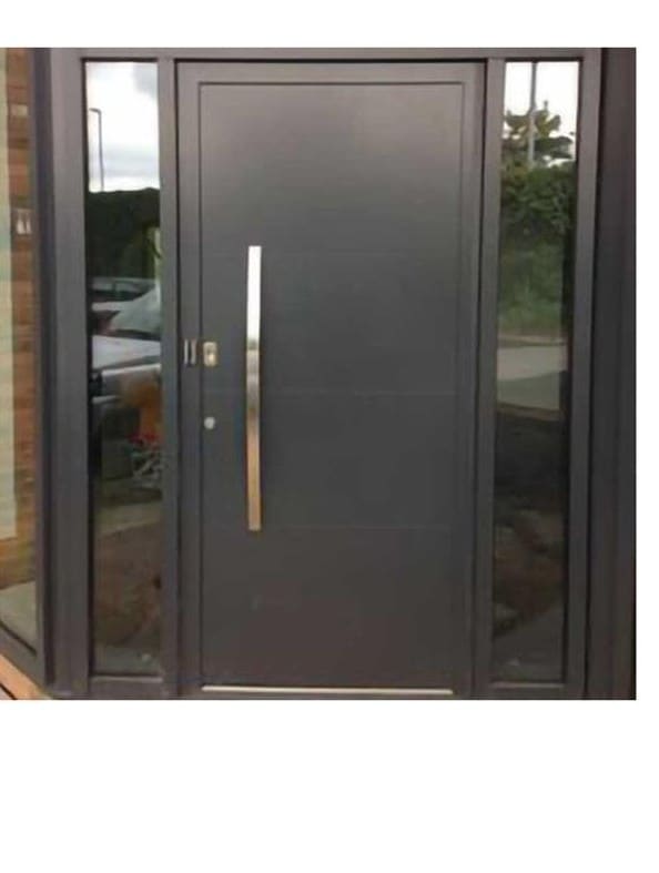 Security Steel Door — Long Chrome Handle