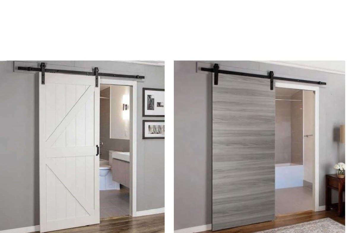 Sliding Door — Grey Panel with Black Track