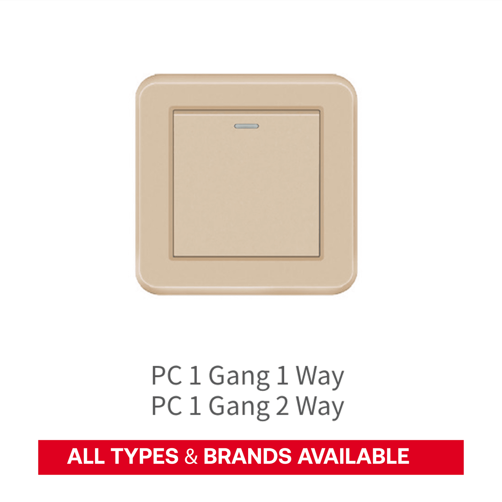 PC 1 Gang Wall Switch (Gold Finish)
