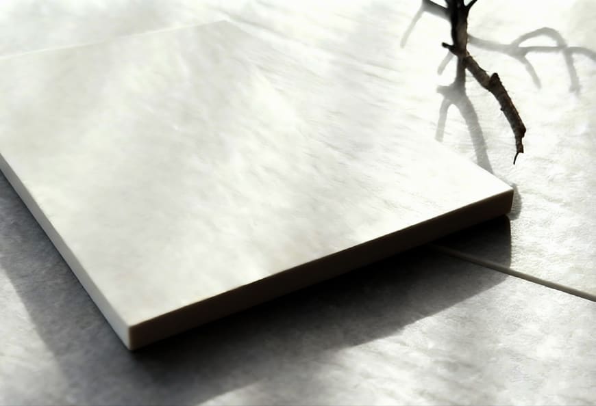 Marble Slab — White with Wood Edge